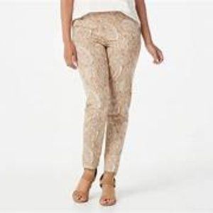 NWT Isaac Mizrahi Live! Stretch Paisley Print Ankle Pant 28W Tall